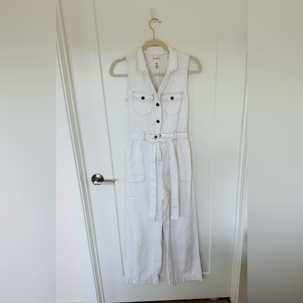Jessica Simpson White Denim Jumpsuit Small